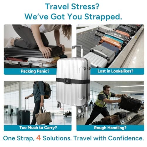 travel inspira TSA Approved Luggage Straps, Suitcases Identifier (Black) — view 2