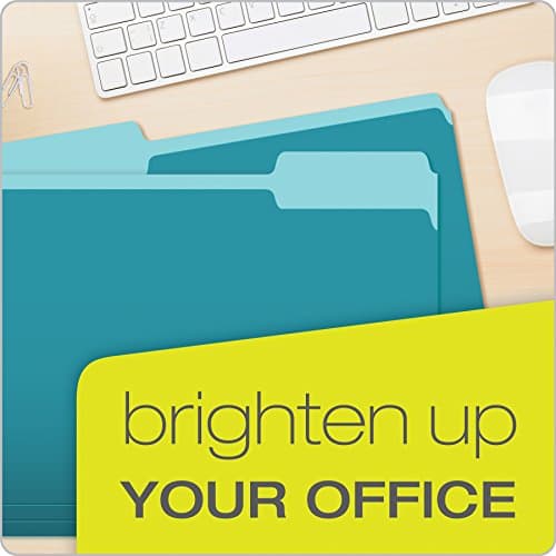 Pendaflex Two-Tone Color File Folders, Letter Size, 1/3 Cut, Teal, 100 Per Box (152 1/3 Tea) — view 6