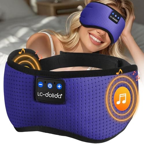LC-dolida Bluetooth Sleep Mask Headphones,Total Blackout for Travel & Nap