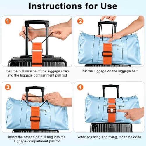 Luggage Connector Straps for Suitcases Adjustable Flexible Luggage Accessories Elastic Fastening Bag Strap Orange — view 4