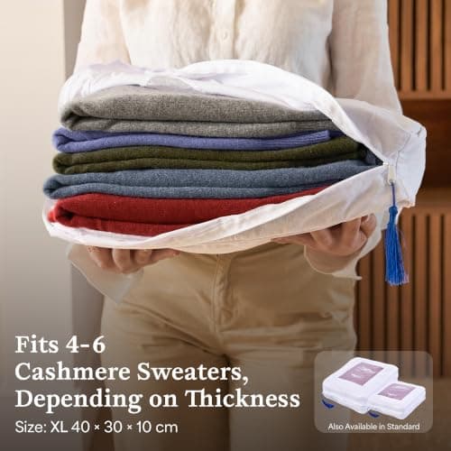 The Cashmere Choice Cashmere Storage Bags – 100% Cotton Breathable Garment Bag – XL — view 3