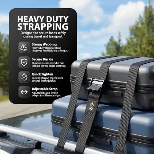 ZENO Ratchet Straps 6 Pack | Tie Down Straps | Heavy Duty Tensioning Belts | 2.5M Adjustable Cargo Straps Ratchet Straps for Motorcycle, Cargo, Trucks, Trailer, Luggage | 125kg Loading Capacity — view 5