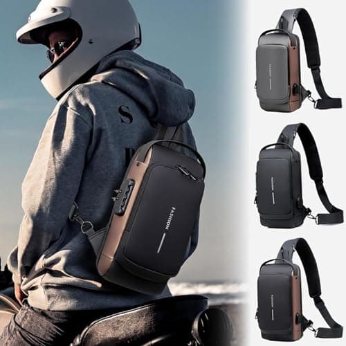 New Carbon Fiber Streamline Anti-Theft Sling Bag, Waterproof Password Anti-theft Chest Bag with USB Charging Port, Anti Theft Sling Bag for Hiking Cycling Running Travel (A) — view 2