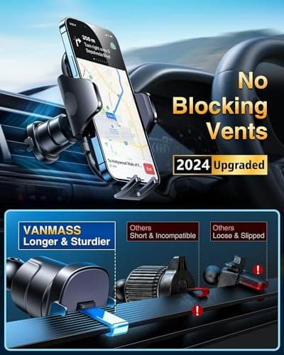 VANMASS 2026 BEST Car Phone Holder [Upgraded Suction&Clip] Military-Grade Rotatable Universal Mobile Mount for Dashboard Windscreen Vent, Van Stand Cradle for iPhone 17 16 15 Samsung,Green — view 5