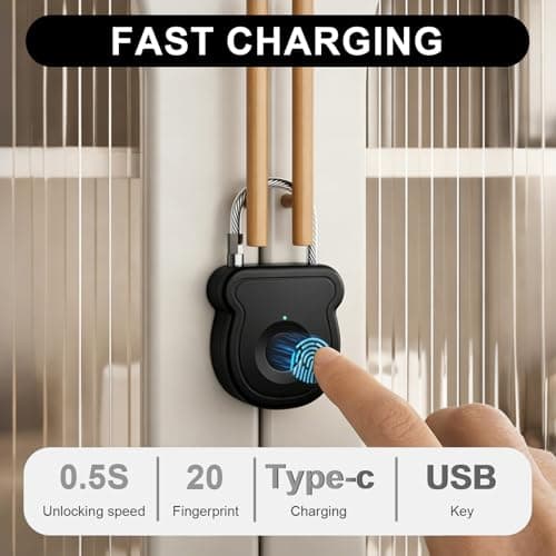 Smart Fingerprint Padlock Keyless Lock with 20 Fingerprints Storage — view 4