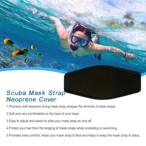 RALSPEC 2 x Neoprene Scuba Diving Mask Strap Cover for Dive Masks Snorkel Snorkellng Headband Anti-Tangle Hair Protector Slap Straps — view 6