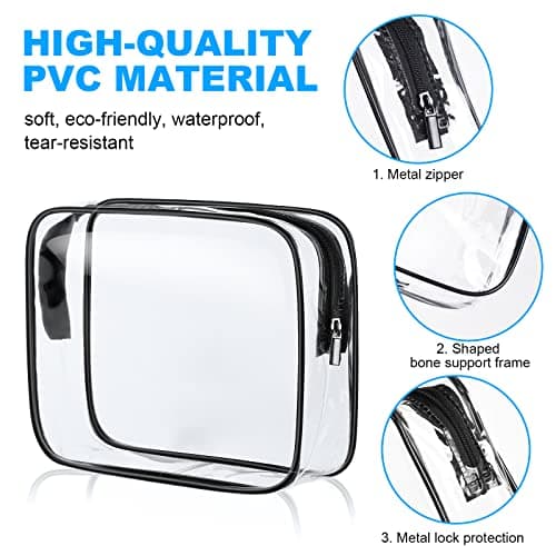 Aucuu 4-Pack Clear Wash & Makeup Bags TSA Approved Makeup Bags, PVC Waterproof Travel Wash Bags for Family, Men, Women (Largea, Medium, Small, Minimum) — view 3