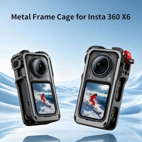 Metal Rabbit Cage Protective Case for Insta360 X6, Aluminum Alloy Frame Cage Expansion Housing Shell with Lens Cover and Mic Wind Muff for Insta 360 X6 Action Camera Accessories — view 2