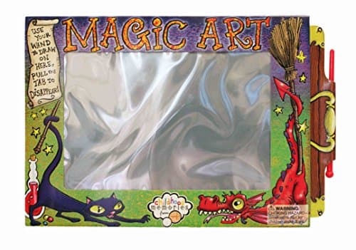 House of Marbles Magic Art Board, Reusable Wizard-Themed Drawing Slate with Stylus and Slide-to-Erase Panel, 19cm Screen-Free Travel Doodle Board for Children