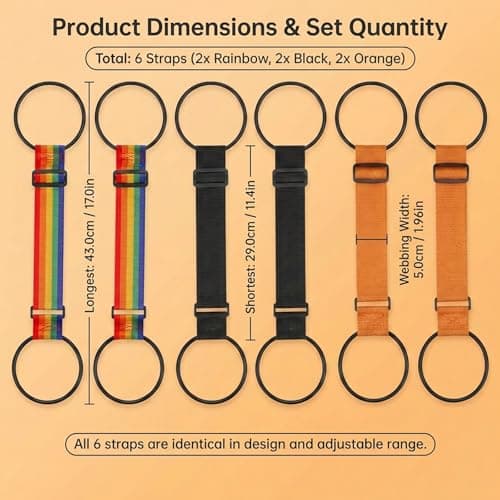 6 PCS Luggage Connector Straps for Suitcases, Adjustable Luggage Connector Straps for Travel, Bags Straps During Airport Transfers, In Orange, Black, and Rainbow Colors — view 2