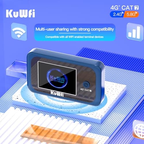 KuWFi 4G+ Portable WiFi Hotspot Unlocked LTE Cat7 Travel Router — view 3