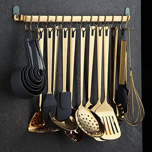 Gold Cooking Utensils Set,Kyraton Stainless Steel 37 Pieces Kitchen Utensils Set with Titanium Gold Plating,Kitchen Gadgets Cookware,Kitchen Tool Set with Utensil Holder. Dishwasher Safe — view 3
