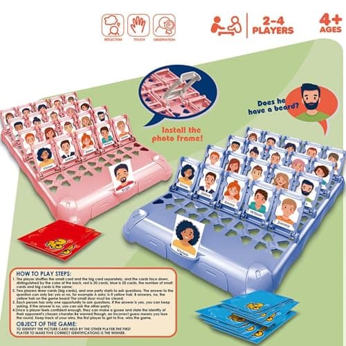 Family Board Games, Educational Learning Experience, 1 Piece, Gàming Gùèss Whò? Card Game, 2 Player Guessing Games, Interactive Gameplay Design, For Boys Girls Family Home School Travel Camping — view 5