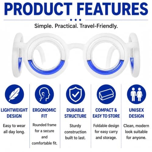 Tinminx Portable Motion Sickness Glasses Foldable Blue for Travel Use — view 3