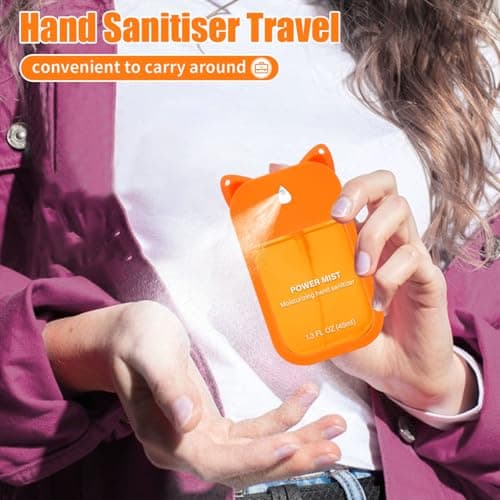 2pcs Hand Sanitizer Spray For Woman, Power Mist Hand Sanitiser Mini For Travel Protective Case with 2 Bonus Cat Ears （Tasteless Citrus） — view 4