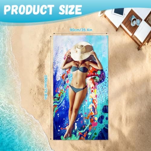Microfibre Beach Towels for Adults, 180 × 90 cm Extra Large Quick Dry Towel — view 2