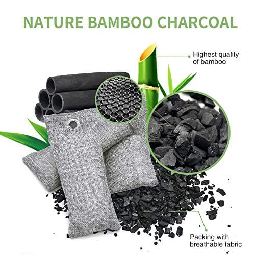 12 Pack Bamboo Charcoal Air Purifying Bag, Activated Charcoal Bags Odor Absorber, Moisture Absorber, Natural Car Air Freshener, Shoe Deodorizer, Odor Eliminators For Home, Pet, Closet (8x50g, 4x200g) — view 2