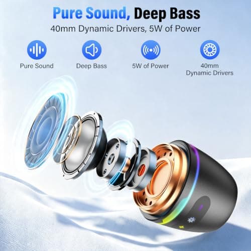 IKT Mini Magnetic Bluetooth Speaker, 5W Portable Bluetooth Speaker for Phone Stand/Desk/Kitchen/Party/Outdoor, Anything Magnet, Deep Bass, 10H Playtime, TWS Pairing, RGB Light, Gift Ideas Ebony Black — view 4
