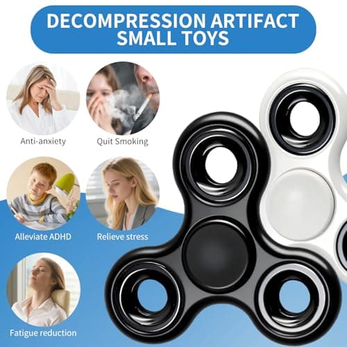Verazquy Fidget Spinner Sensory Toy – Metal Stainless Steel Hand Spinner – Fast-Spinning Bearings, Quiet Focus Toy for Kids & Adults, Party Bag Fillers (black white) — view 4