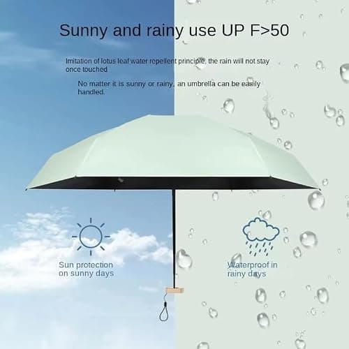 Lapyrioy Mini Travel Sun Umbrella, Small Compact UV Protection Umbrella for Sun and Rain (Teal) — view 4