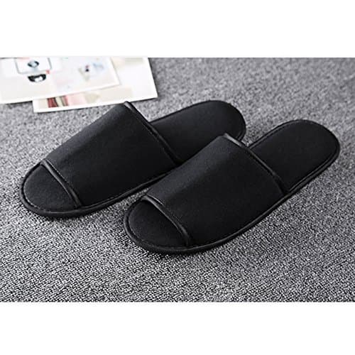 Portable Travel Open Toe Sandals Cotton Spa Hotel Slippers Non-disposable Guest Indoor House Trip (Black, UK Footwear Size System, Adult, Men, Numeric, Medium, 8) — view 2