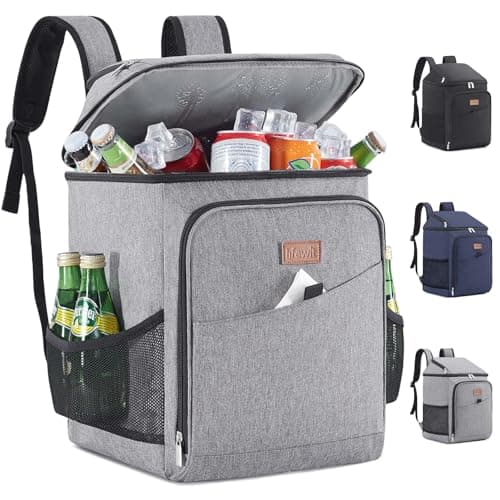 Lifewit 26L Insulated Cooler Picnic Backpack, 34-Can Large Cool Bag, Grey