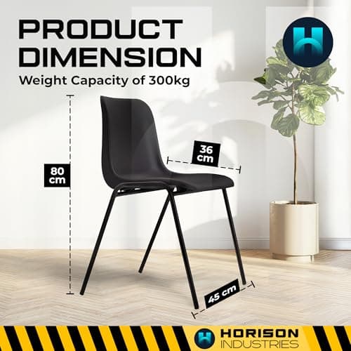 Horison Industries Stackable Plastic Chairs, Black, 20 Pack, 80x45x36cm — view 2