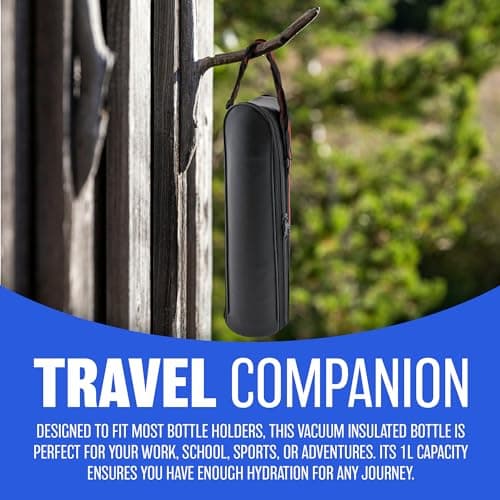 1L Stainless Steel Flask - Keeps Drinks Hot & Cold, with Carry Case, Vacuum Insulated, Perfect for Sports, Outdoor, Hiking, Travel, Office, Leakproof Lid Serves As A Cup, 1000ml — view 4