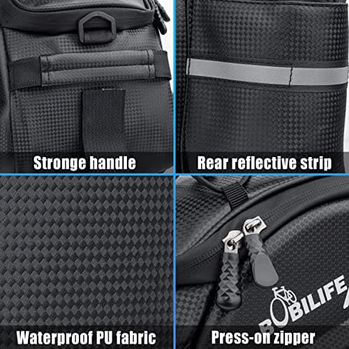 BOBILIFE Bike Trunk Rear Rack Bag - Waterproof Bicycle Travel Expedition Rack Cargo Helmet Carrier Bag with Bottle Holder for Bicycle, E-Bike — view 6
