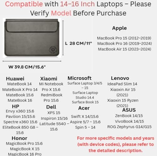 KCA_S3 Brown Premium Laptop Sleeve 14-15.6 Inch ONLY MacBook Pro Air 15 Dell XPS HP Envy Lenovo ThinkPad Surface Waterproof PU Leather Stand Mouse Pad Business, Not for 11-13” — view 4
