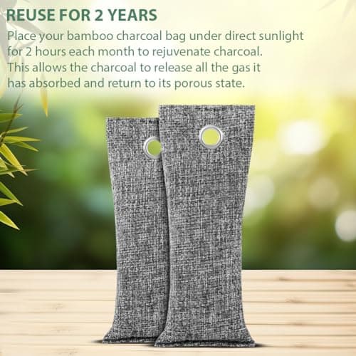 HOTUT Bamboo Charcoal Air Purifying Bags,12×75g Natural Activated Charcoal Bags,Removes Odors and Moisture,Activated Car Air Freshener,Bags Odor Eliminator for Home,Car,Pets,Bathroom — view 4