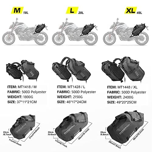 Rhinowalk Motorcycle Saddle Bags Waterproof Anti-Vibration Motor Side Bags Shoulder Bag Motorbike Panniers 48L(24L*2) for Most Adventure and Sport Bike Motorcycle Racks, 1 Pair — view 2