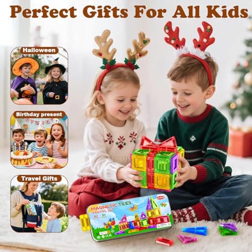 Kaysaitoy Mini Magnetic Tiles for Kids Travel 42PCS Magnetic Building Block — view 6