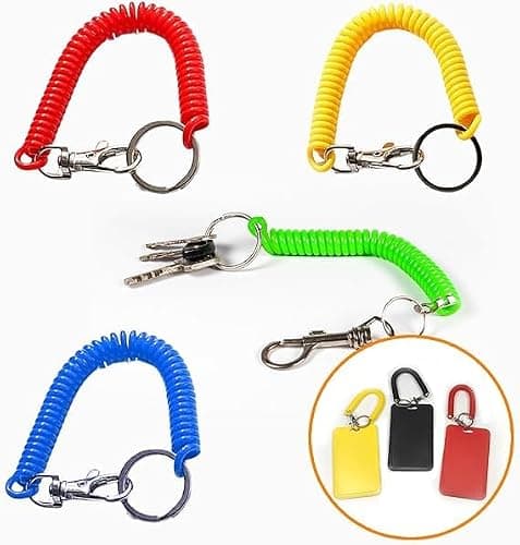 6-Pack Vibrant Spiral Keychains - 7-Inch Retractable Key Holder with Durable TPU Coil & Anti-Rust Carabiner for Keys, Wallet, ID, Backpack — view 4