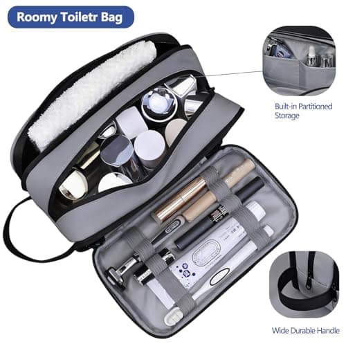 Blynmyr Mens Toiletry Bag, Water-Resistant PU Leather Wash Bag — view 5