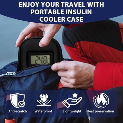 Fefod Insulin Cooler Travel Case with Temperature Display, TSA Approved Refrigerated Medicine Cooler for Travel, Insulin Pen Case with 2 Reusable Ice Packs, Diabetic Small Storage Travel Pack — view 5