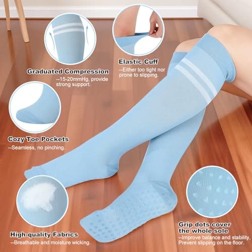 Zuimei 6Pcs Unisex Compression Socks Promoting Blood Circulation Suitable for Sports Flying Pregnant Women Nurses Travel, L — view 6