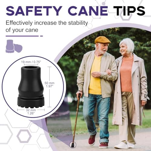supregear Rubber Ferrules for Walking Sticks (4-Pack), 19mm Non-Slip Replacement Cane Tip for Standard Walking Stick Folding Cane Crutch Accessory, End Caps Stoppers Tips — view 2