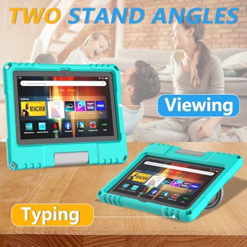 Mansiruyi Tablet Case for 8Tablets,Not Fits Sony TCL 8 inch Tablets, Mansiruyi Lightweight Two-angle Kids Case with Handle Stand - Turquoise — view 4
