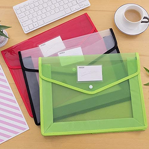A4 Plastic Wallets, 7 Pcs Plastic Folders Document Files Folders Popper Wallet Envelope Pockets Large Capacity with Quick Snap Closure, Card Slot for Office Home School Travel — view 5