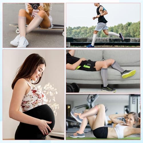 Compression Socks for Women & Men 6 Pairs 15-20 mmHg Travel Flight Socks — view 6