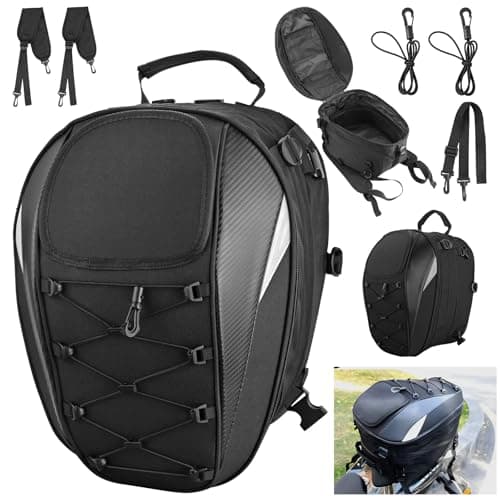 EYPINS Waterproof Motorcycle Backpack with Helmet Carrier & Waterproof Bag - 24-36L Expandable