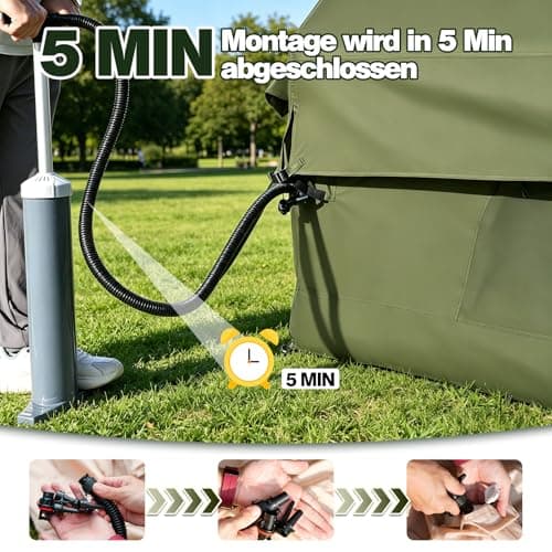 Inflatable camping tent with chimney opening and roof window, inflatable tent for 2-10 people with air pump. Waterproof Oxford cloth four-season inflatable tent, fast installation air tent — view 4