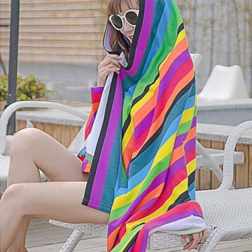 Yunzhou Striped Extra Large Microfibre Lightweight Beach Towel Quick Dry Towel for Adults, Travel Quick Dry Towels for Camping, Gym Towels — view 2