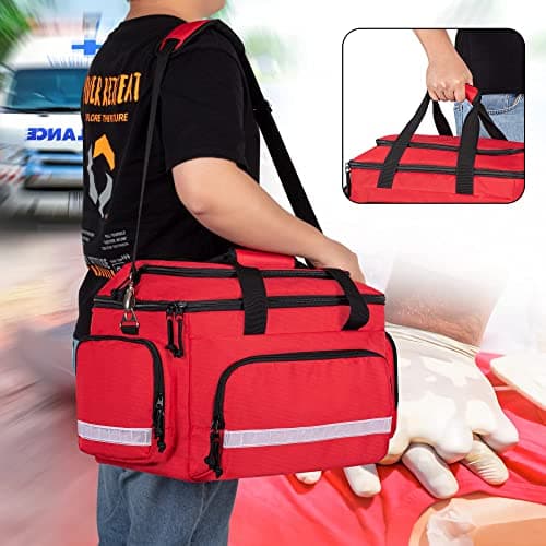 Damero Multi Pockets Medical Emergency Bag with Detachable Dividers, Red — view 6