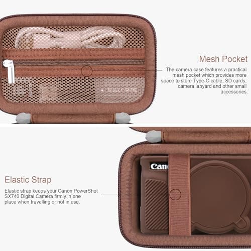 RAIALL Bundle Case for Canon PowerShot SX740/SX730 HS Digital Camera, Brown — view 4