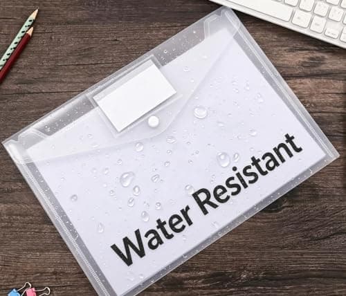 10 Pack A4 Wallet Files Clear Waterproof Files Folder with Labels and Snap Plastic Wallets File Bag Suitable for Home Office School and Travel Supplies (10) — view 3