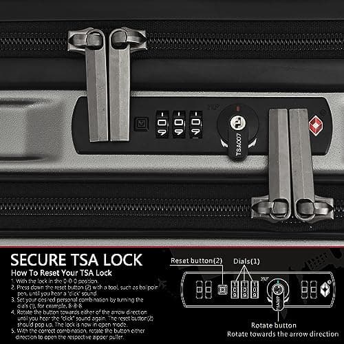 TydeCkare 16" Carry on Luggage with 2 Laptop Compartments, ABS+PC Suitcase with Dual Control TSA Lock, 4 Spinner Wheels, for Business Travel, Silver Grey — view 6