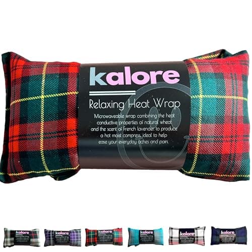 Wheat Bags Microwavable Neck and Shoulder Wrap - Relaxing Lavender Heat Bags Microwavable for Comfort - Tartan Cotton Fabric with UK Wheat Heat Bags Compress by Kalore - Red