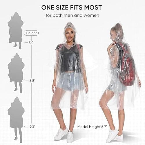 5-Pack Emergency Disposable Rain Ponchos for Adults — view 2